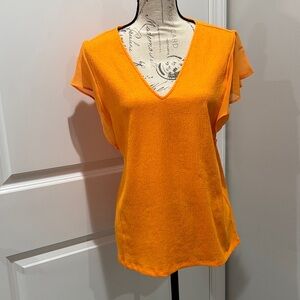 Calvin Klein Bright Orange V-Neck Blouse